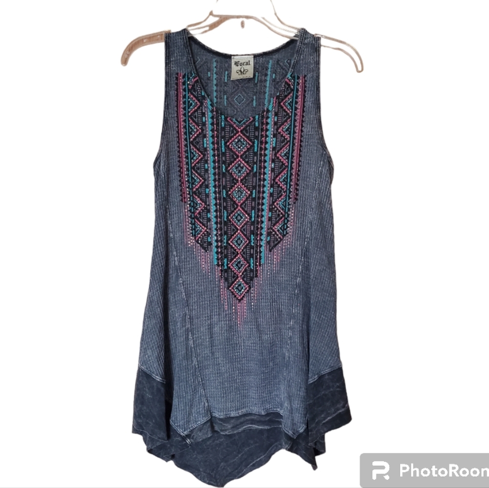 Women's Vocal sz S Embellished Western Tank EUC